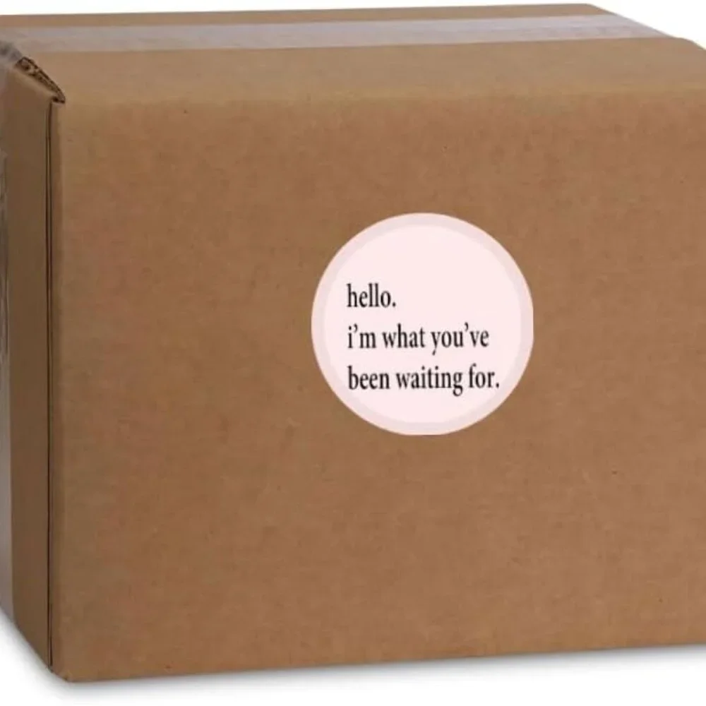 Decorative Round Sticker Labels, 2 Inch, Pink Hello Message, 60 Pack